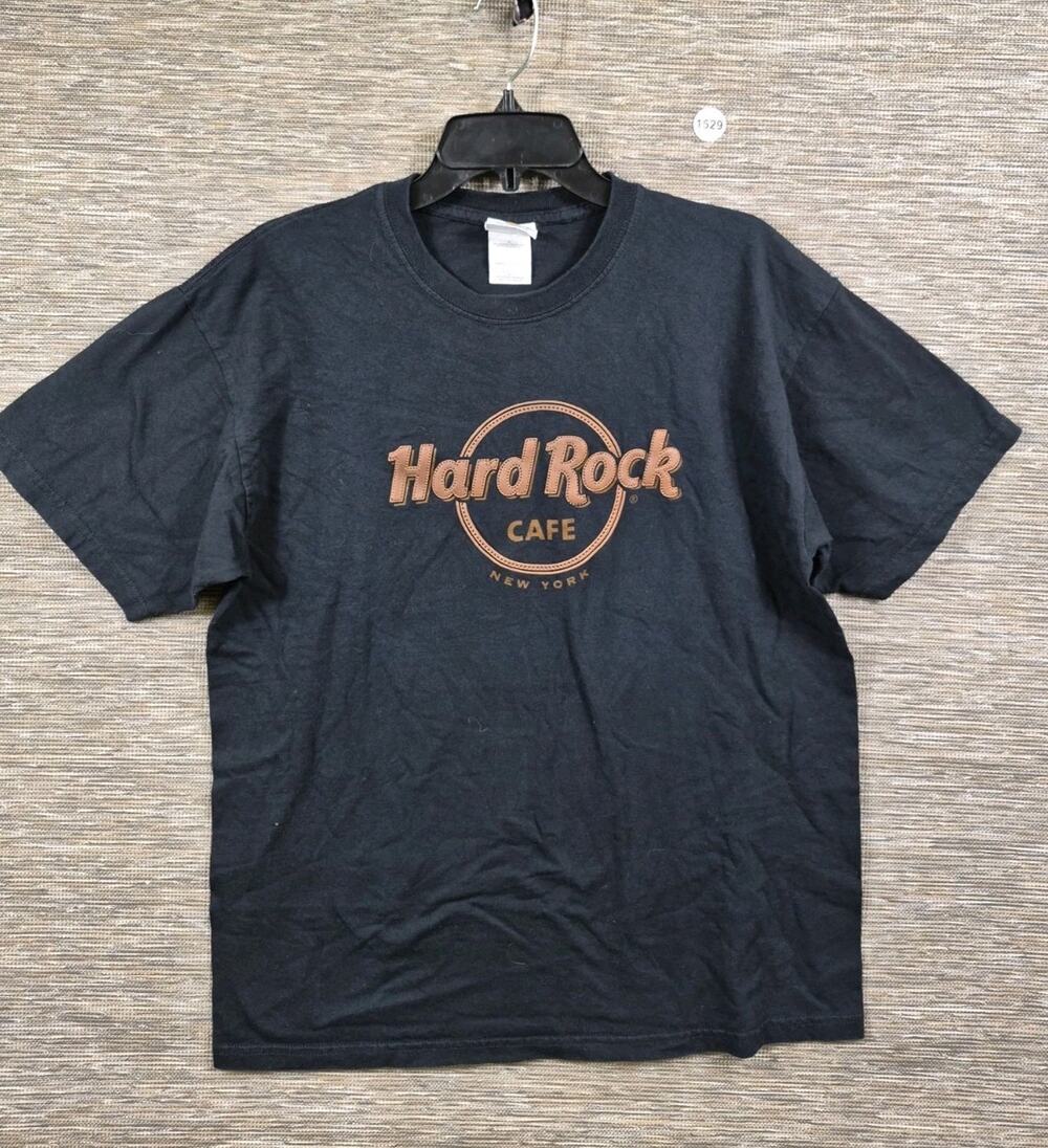 Vintage Hard Rock Cafe Shirt Mens Size L Black "NEW YORK" Short Sleeve